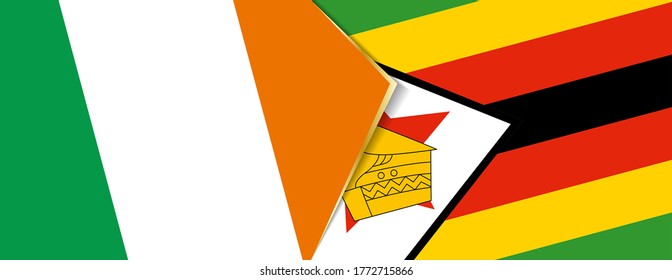 Ireland and Zimbabwe flags, two vector flags symbol of relationship or confrontation.