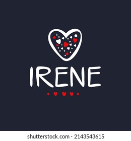 Irene Calligraphy female name, Vector illustration.