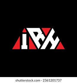 IRH triangle letter logo design with triangle shape. IRH triangle logo design monogram. IRH triangle vector logo template with red color. IRH triangular logo Simple, Elegant, and Luxurious design.