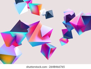 Iridescent 3D cubes. Abstracte achtergrond van kleurrijke geometrische vormen.