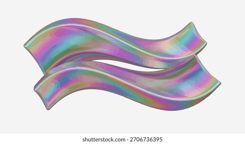 An iridescent abstract shape with a holographic texture. The colorful and rainbow-like appearance makes it suitable for modern backgrounds, designs, and creative projects. This vibrant and smooth