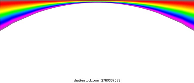  Iridescent arc with prismatic light flare on white backdrop. Crystal-clear vector illustration features vivid spectrum gradient and ethereal aurora glow for creative projects.