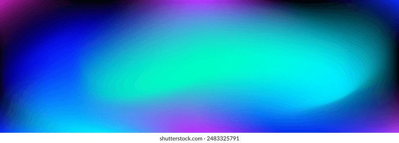 Fondo de gradiente holográfico de aura iridiscente Y2K. Vector abstracto degradado de malla en colores cósmicos oscuros. Tema del espacio, textura del holograma del fluido de la aurora. Holo fondo borroso