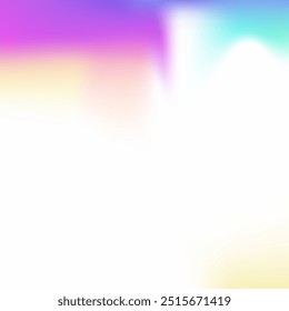 Irisierender Hintergrund. Abstrakte Textur. Regenbogenfolie. Glänzende geometrische Vorlage. Popvektor. violetter Neongradient. Chromflüssigkeit. Hologramm Gradient. blauer, irisierender Hintergrund