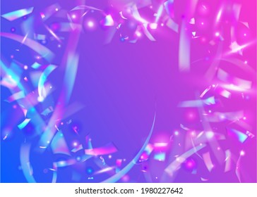 Iridescent Background. Bokeh Texture. Falling Tinsel. Purple Party Glare. Digital Foil. Retro Flyer. Disco Colorful Backdrop. Glitter Art. Blue Iridescent Background