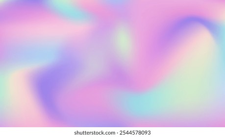 Iridescent Background. Digital Fluid. Blue Blur Gradient. Soft Futuristic Illustration. Abstract Texture. Kawaii Mesh. Pearlescent Texture. Metal Surface. Violet Iridescent Background