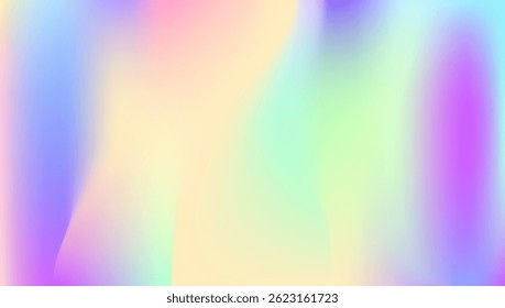 Fundo Iridescente. Gradiente do holograma. Líquido Vintage. Fundo de Geometria Néon. Textura holográfica. Gradiente Retrô Roxo. Cartão Líquido. Padrão Pop. Fundo iridescente violeta