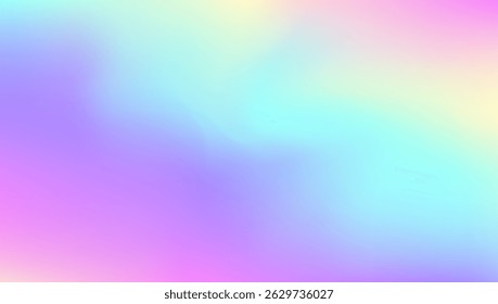 Fondo irisado. Gradiente holográfico. Lámina líquida. Gradiente de holograma. Diseño de neón. Líquido de moda. Suave Plantilla futurista. Textura de desenfoque púrpura. Fondo iridiscente violeta
