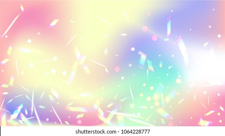 Iridescent Background. Holographic Background with Light Glitch Effect.
 Vector Rainbow Gradient with Sunshine Glare. 
Mesh Holographic Foil Backdrop.  Trendy Hologram Vector Background