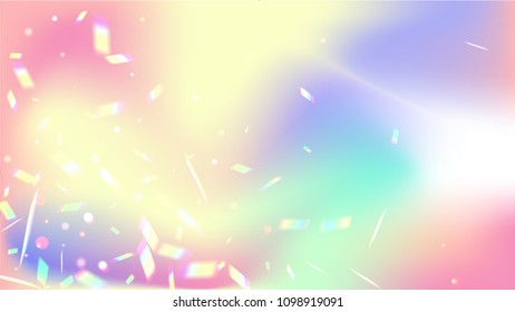 Iridescent Background. Holographic Background with Light Glitch Effect.
 Vector Rainbow Gradient with Sunshine Glare. 
Mesh Holographic Foil Backdrop.  Trendy Hologram Vector Background
