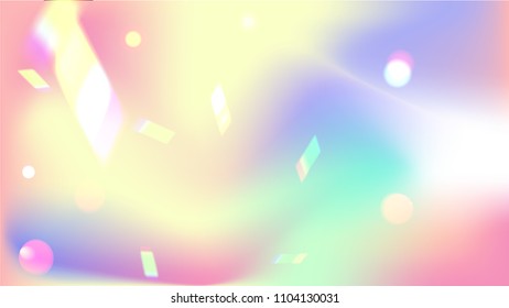 Iridescent Background. Holographic Background with Light Glitch Effect.
 Vector Rainbow Gradient with Sunshine Glare. 
Mesh Holographic Foil Backdrop.  Trendy Hologram Vector Background