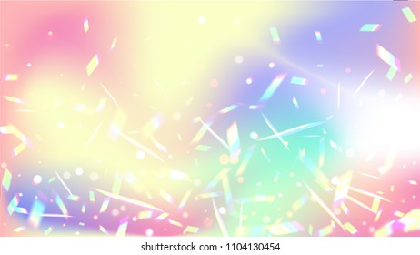 Iridescent Background. Holographic Background with Light Glitch Effect.
  Creative Festive Backdrop with Sunshine Glare. 
Mesh Holographic Foil Backdrop.  Trendy Hologram Vector Background