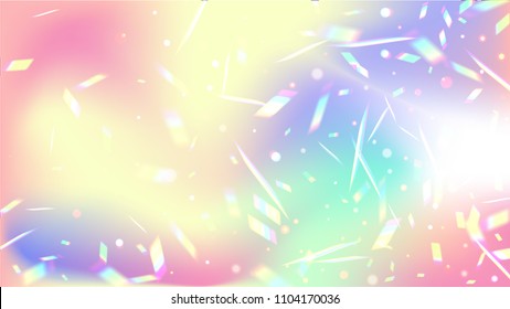 Iridescent Background. Holographic Background with Light Glitch Effect.
  Creative Festive Backdrop with Sunshine Glare. 
Mesh Holographic Foil Backdrop.  Trendy Hologram Vector Background