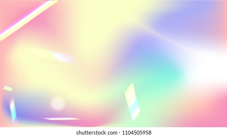 Iridescent Background. Holographic Background with Light Glitch Effect.
  Creative Festive Backdrop with Sunshine Glare. 
Mesh Holographic Foil Backdrop.  Trendy Hologram Vector Background