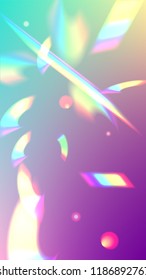  Iridescent Background. Holographic Light Glitch Effect.
Vector Rainbow Gradient with Sunshine Glare.  
 Trendy Hologram Vector Background. Mesh Holographic Foil. Creative Festive Backdrop. 
