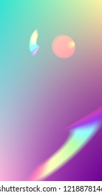  Iridescent Background. Holographic Light Glitch Effect.
Vector Rainbow Gradient with Sunshine Glare.  Creative Festive Backdrop. 
Mesh Holographic Foil. Trendy Hologram Vector Background.
