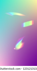  Iridescent Background. Holographic Light Glitch Effect.
Vector Rainbow Gradient with Sunshine Glare.  Creative Festive Backdrop. 
Mesh Holographic Foil. Trendy Hologram Vector Background.
