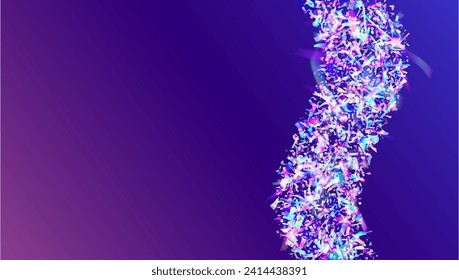 Iridescent Background. Pink Light Paper. Laser Concept. 3d Abstract Explosion. Neon Confetti. Festive Tinsel. Cristal Dust. Falling Ribbon. Blue Iridescent Background