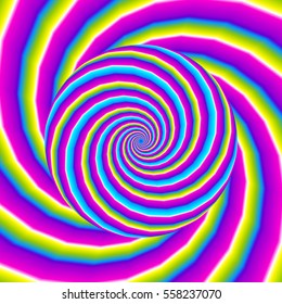 Iridescent background with sphere. Motion illusion.