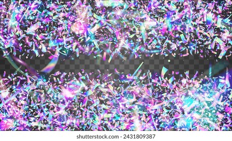 Iridescent Background. Unicorn Sparkle. Happy Texture. Transparent Burst. Falling Ribbon. Digital Design. Blue Light Tinsel. Laser Birthday Explosion. Pink Iridescent Background