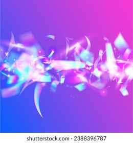 Iridescent Background. Violet Shiny Confetti. Party Element. Hologram Tinsel. Festive Foil. Retro Prismatic Backdrop. Rainbow Effect. Fantasy Art. Blue Iridescent Background