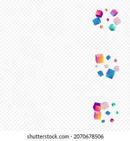 Iridescent Block Vector Transparent Background. Bright Shiny Rhombus Wallpaper. Style Element Template. Rainbow Cube Abstract Presentation.