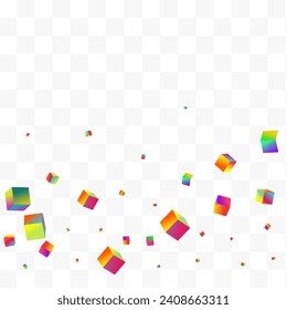 Iridescent Block Vector Transparent Background. Gradient Metal Cube Pattern. Abstract Rhombus Presentation. Bright Element Perspective Paper.