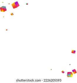 Iridescent Block Vector White Background. Bright Structure Confetti Presentation. Geometric Brick Image. Gradient Polygon Graphic Brochure.