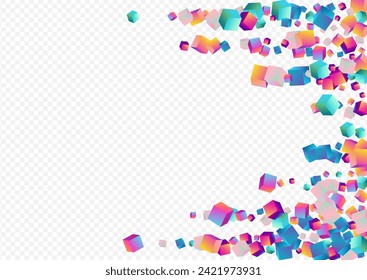 Iridescent Box Vector Transparent Background. Multicolored 3d Block Paper. Structure Polygon Cover. Gradient Brick Abstract Template.