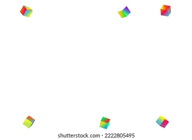 Iridescent Box Vector White Background. Holographic 3d Rhombus Cover. Geometric Polygon Pattern. Gradient Element Style Brochure.