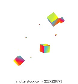 Fondo blanco del vector de ladrillo iridiscente. Patrón de bloques de estilo luminoso. Imagen de cubo comercial. Folleto gráfico de confeti holográfico.