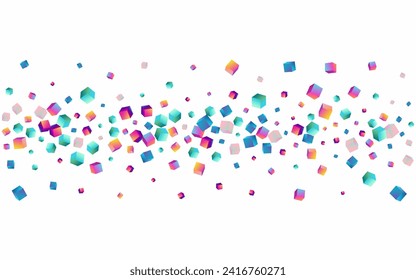 Iridescent Brick Vector White Background. Holographic Business Block Cover. Shiny Element Presentation. Rainbow Polygon Graphic Pattern.