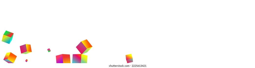 Iridescent Brick Vector White Panoramic Background. Gradient Business Rhombus Brochure. Graphic Confetti Image. Holographic Box Shiny Wallpaper.