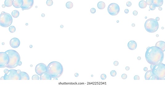 Iridescent bubbles float playfully, shimmering with rainbow hues against a clean backdrop. Perfect for whimsical designs, childrens themes, dreamy visuals, or fresh and vibrant creative concepts.