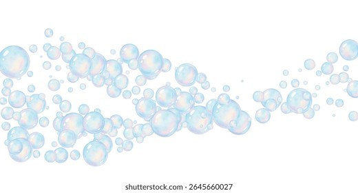 Iridescent bubbles float playfully, shimmering with rainbow hues against a clean backdrop. Perfect for whimsical designs, childrens themes, dreamy visuals, or fresh and vibrant creative concepts.