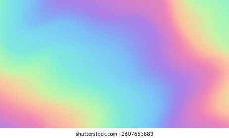 Iridescent Colorful Gradient abstract 4K background, holographic rainbow backdrop. Flowing Abstract pastel holographic texture design for pattern and background. Vector illustration