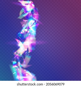 Iridescent Confetti. Bokeh Glitter. Webpunk Art. Blur Celebrate Decoration. Neon Effect. Purple Laser Background. Digital Foil. Shiny Element. Violet Iridescent Confetti