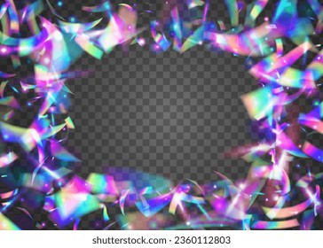 Iridescent Confetti. Kaleidoscope Sparkles. Blur Banner. Surreal Art. Retro Celebrate Serpentine. Fantasy Foil. Violet Laser Texture. Rainbow Tinsel. Blue Iridescent Confetti