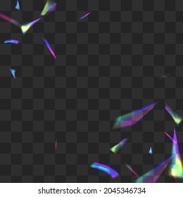 Iridescent Cristal Vector Transparent Background. Hologram Blur Glamour Border. Rainbow Glitch Isolated Design. Shiny Carnival Glitter Illustration.