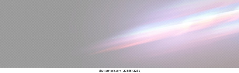 Iridescent crystal leak glare reflection effect. Optical rainbow lights, glare, leak, streak overlay. falling confetti. Vector colorful vector lenses and light flares with transparent effects.