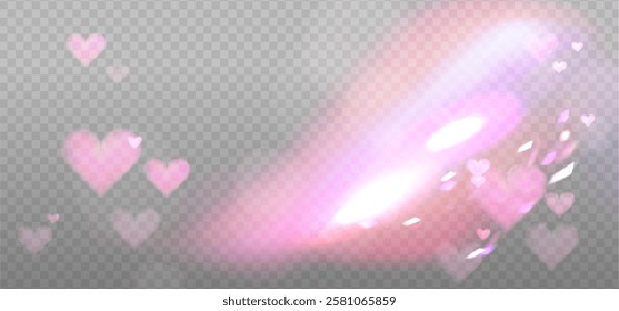 Iridescent crystal leak glare reflection effect. Optical rainbow ray lights, glare, leak, streak overlay. Vector colorful lenses and light flares with transparent effects on light background.