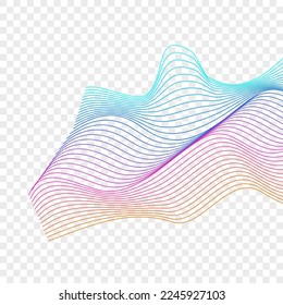 Iridescent Curve Background Transparent Vector. Array Design. Multicolored Ribbon Figure. Mesh Abstract Backdrop. Colorful Connect Blend.