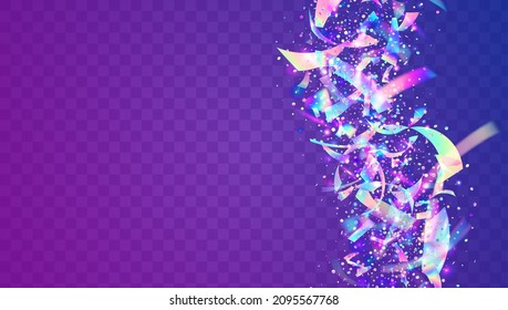 Iridescent Effect. Digital Art. Crystal Foil. Neon Confetti. Metal Banner. Light Glitter. Pink Blur Glare. Shiny Christmas Backdrop. Blue Iridescent Effect