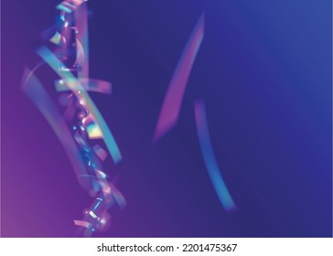 Iridescent Effect. Disco Vaporwave Backdrop. Light Background. Surreal Art. Party Prism. Violet Metal Sparkles. Bokeh Texture. Glamour Foil. Blue Iridescent Effect