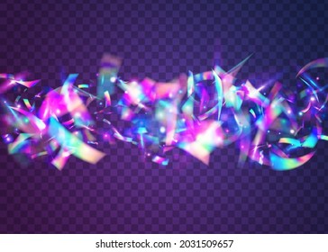 Iridescent Effect. Light Sparkles. Transparent Background. Pink Blur Texture. Glitter Art. Laser Colorful Template. Shiny Burst. Unicorn Foil. Violet Iridescent Effect