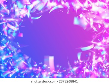 Iridescent Effect. Retro Prism. Violet Disco Glare. Blur Festival Decoration. Flying Foil. Glamour Art. Hologram Glitter. Carnival Confetti. Blue Iridescent Effect