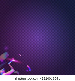 Iridescent Effect. Surreal Foil. Shiny Element. Bright Art. Metal Prismatic Wallpaper. Pink Retro Texture. Cristal Glare. Kaleidoscope Glitter. Violet Iridescent Effect
