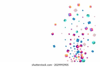 Fondo blanco del vector de elementos irlandeses. Papel cubo resumen arcoiris. Cubierta de bloque de perspectiva. Presentación Geométrica del Polígono Holográfico.