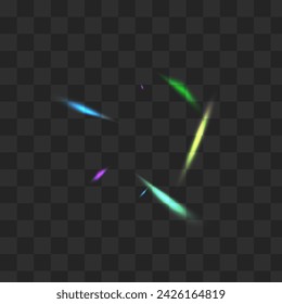 Iridescent Flare Vector Transparent Background. Hologram Glare Festive Template. Shine Sparkle Realistic Texture. Color Abstract Glitter Banner.