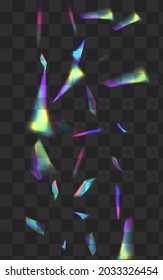 Iridescent Flash Vector Transparent Background. Shine Glare Abstract Template. Glow Spectrum Festive Design. Gradient Flying Flare Brochure.